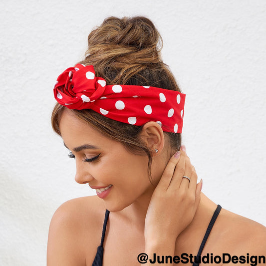 Cotton Polka Dots Wired Headband
