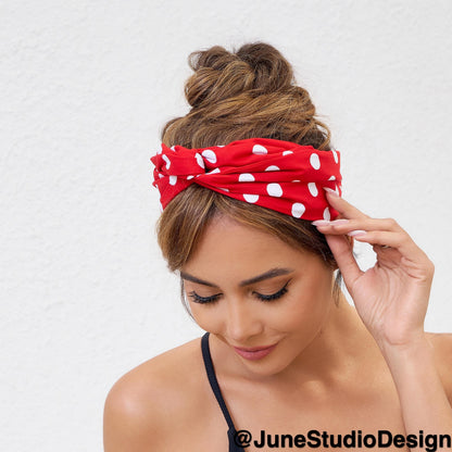 Cotton Polka Dots Wired Headband