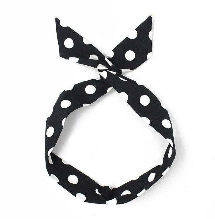 Cotton Polka Dots Wired Headband