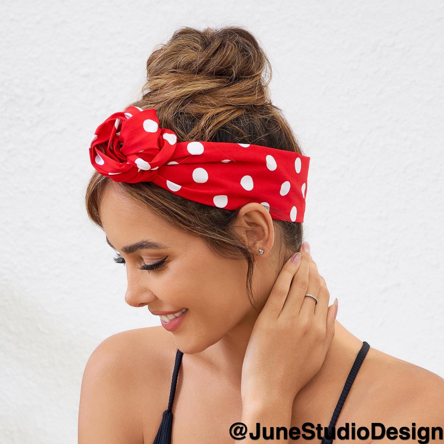 Cotton Polka Dots Wired Headband